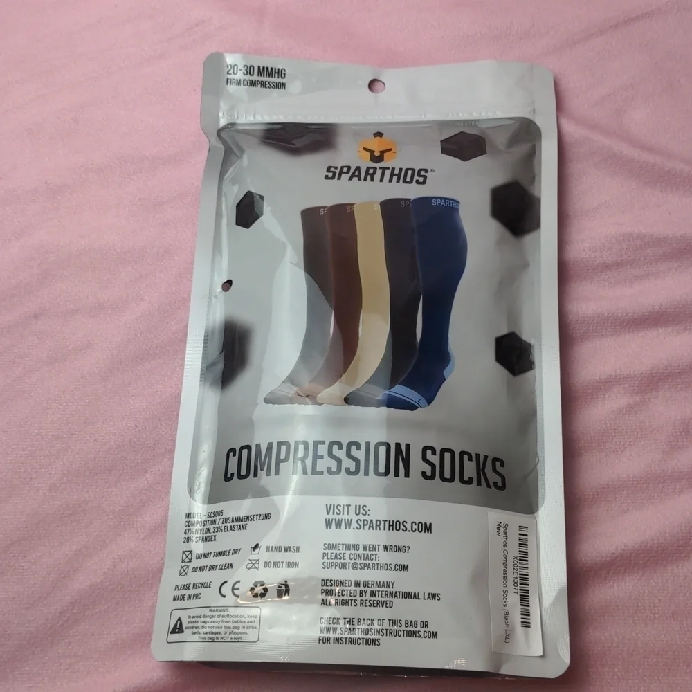 Sparthos One Pair Black Compression Socks size L-XL